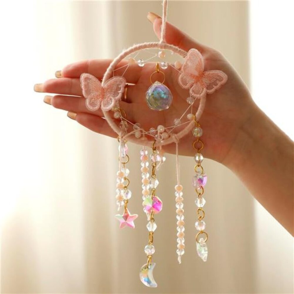 Pink Butterfly Small Dream Catcher